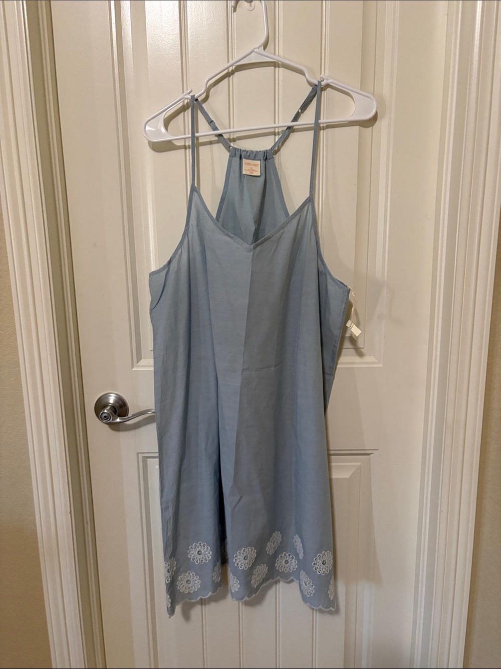 NWT Jasmine & Ginger Light Blue Women's Slip Dress with Lace Hem